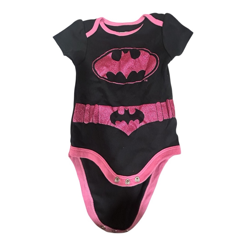 Black and Pink Superhero Baby Onesie